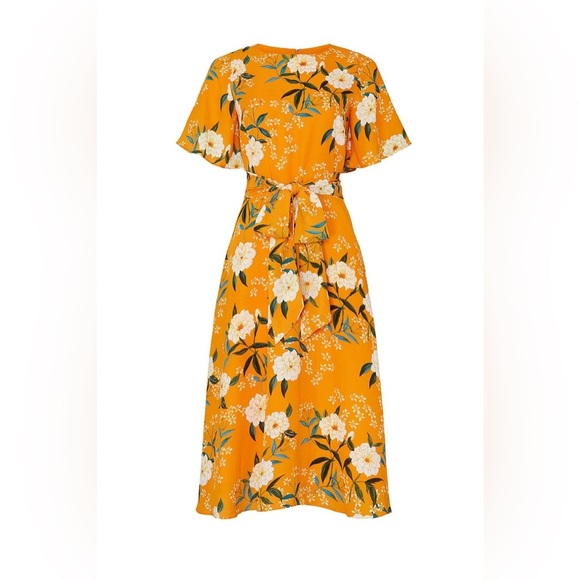 GOLDENROD FLORAL MIDI DRESS SMALL - Picture 5 of 6